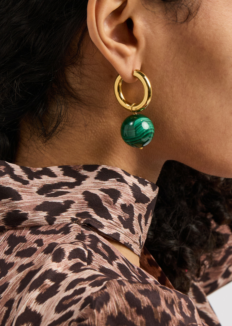 Timeless Pearly Mismatched 24kt Gold-plated Hoop Earrings - Green - One Size