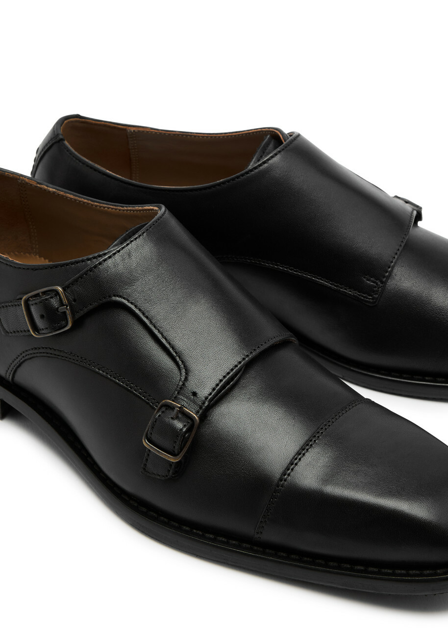 Oliver Sweeney Coombe Leather Monk Strap Shoes Black