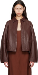 St. Agni Brown Cocoon Leather Jacket