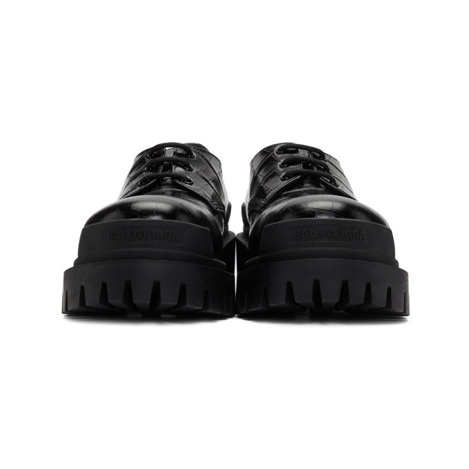 Balenciaga Black Croc Strike Derbys Balenciaga