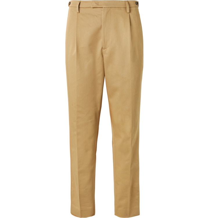 Photo: Barena - Masco Tapered Pleated Cotton-Twill Trousers - Brown