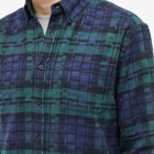 Portuguese Flannel Men's Abstract Black Watch Button Down Check Sh in Green/Navy