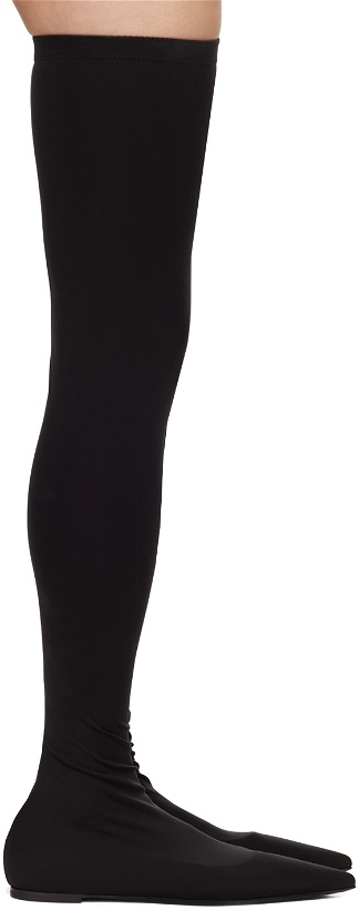 Photo: Dolce&Gabbana Black Stretch Jersey Thigh-High Boots