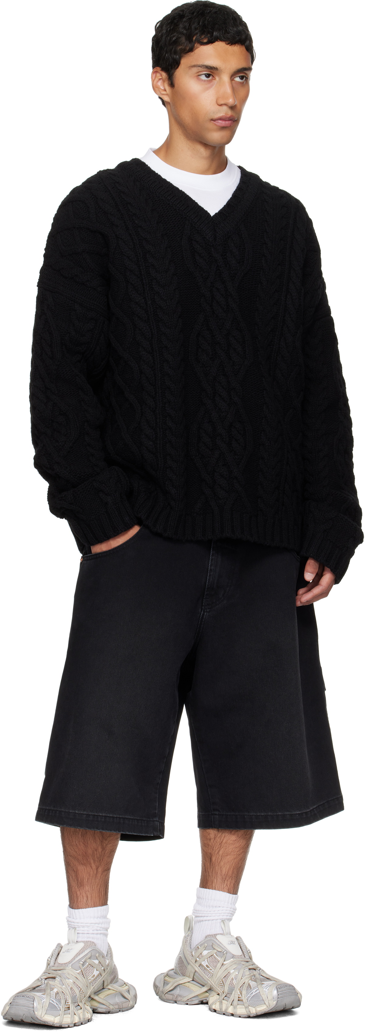 VETEMENTS Black Cable-Knit Sweater