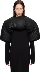 Rick Owens Black Porterville Duvetina Shroud Leather Down Jacket