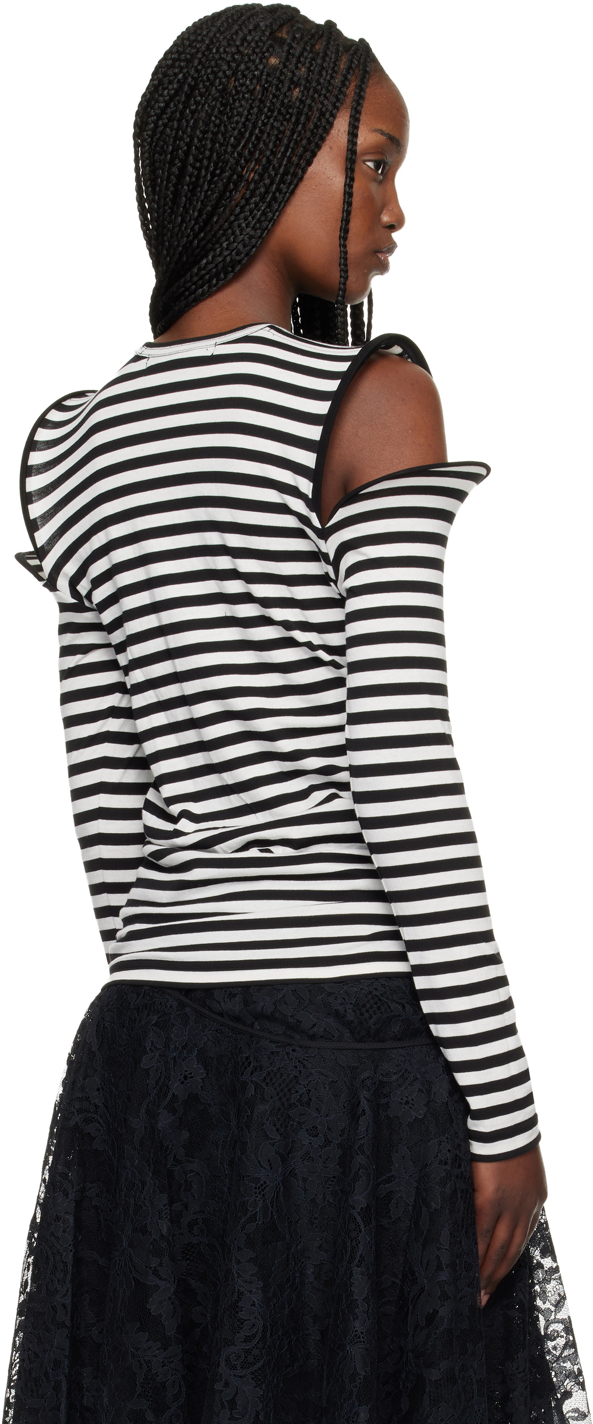 Junya Watanabe Black & White Stripe Jersey T-shirt
