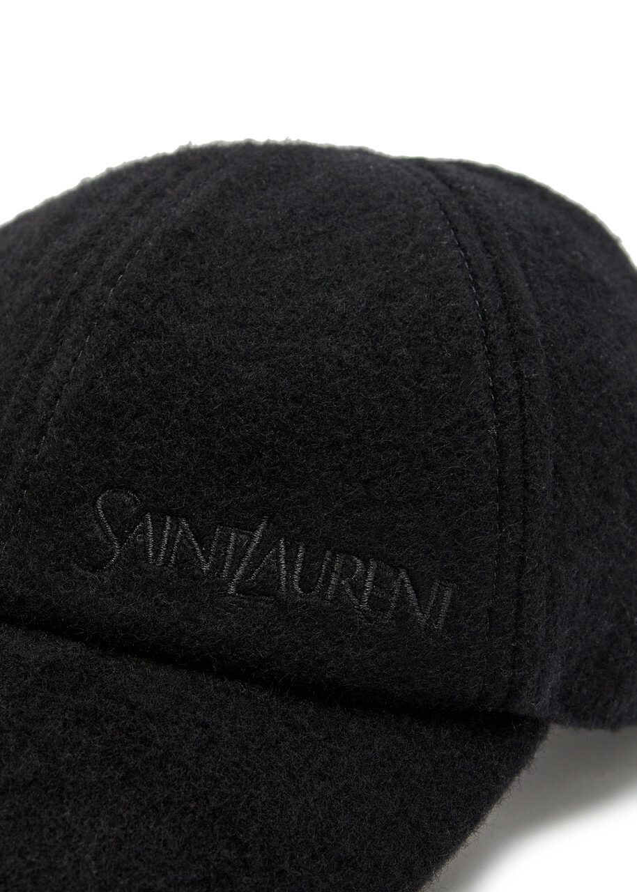 Saint Laurent Logo-embroidered Cashmere cap Black