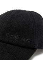 Saint Laurent Logo-embroidered Cashmere cap Black
