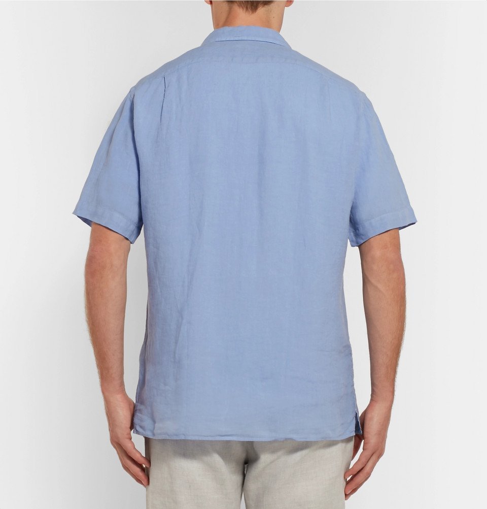 Hartford - Camp-Collar Linen Shirt - Men - Blue Hartford