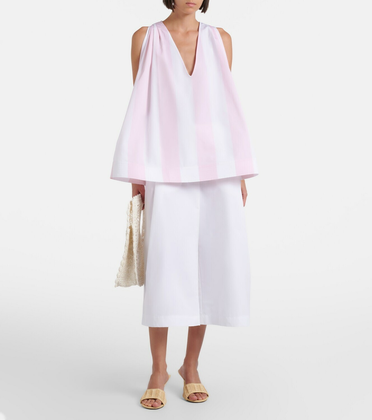 Jacquemus Norma striped cotton poplin top