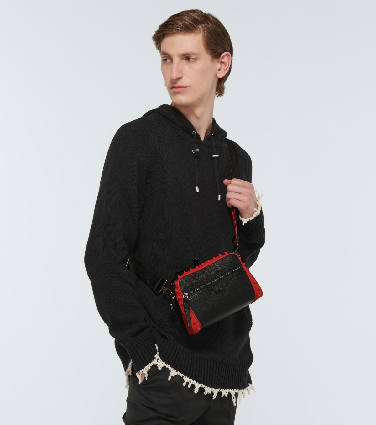 Ruisbuddy - Messenger bag - Grained calf leather and fabric - Goose -  Christian Louboutin