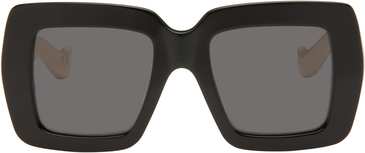 Valentino Black Rectangular Acetate Sunglasses