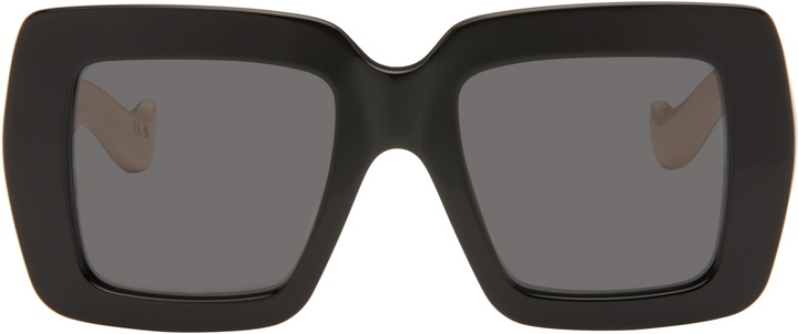 Photo: Valentino Black Rectangular Acetate Sunglasses