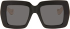 Valentino Black Rectangular Acetate Sunglasses