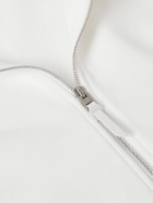 TOM FORD - Leather-Trimmed Cotton and Cashmere-Blend Jersey Half-Zip Sweatshirt - White