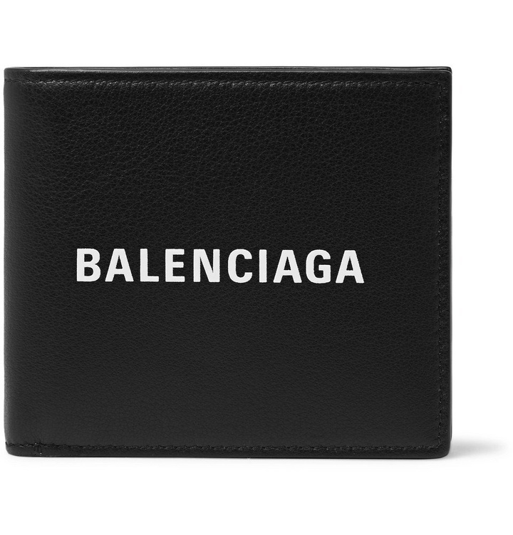 Photo: Balenciaga - Logo-Print Full-Grain Leather Billfold Wallet - Men - Black