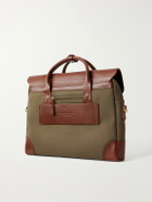 Bennett Winch - Leather-Trimmed Cotton-Twill Briefcase - Green
