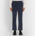 Thom Browne - Navy Slim-Fit Cropped Garment-Dyed Cotton-Corduroy Trousers - Navy