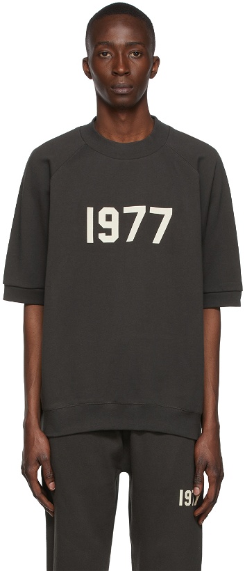 Photo: Essentials Black Raglan '1977' Short Sleeve Sweatshirt