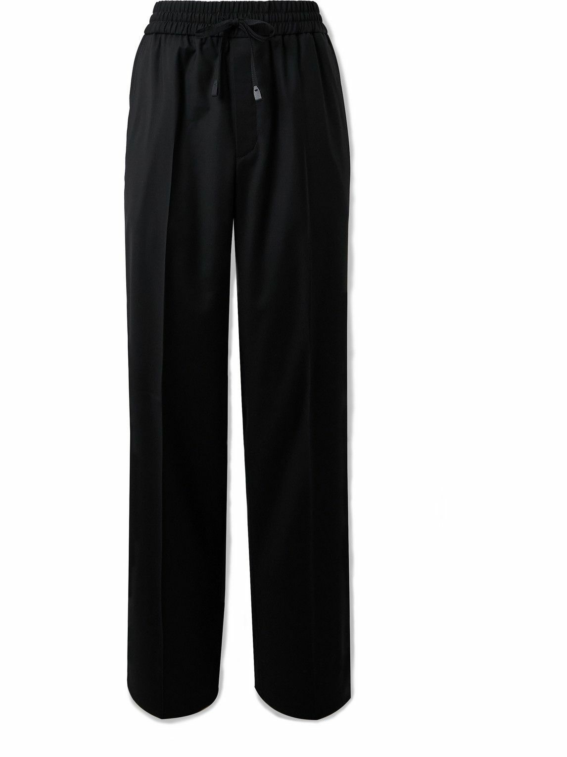 Brioni - Asolo Straight-Leg Pleated Wool-Blend Drawstring Trousers - Black