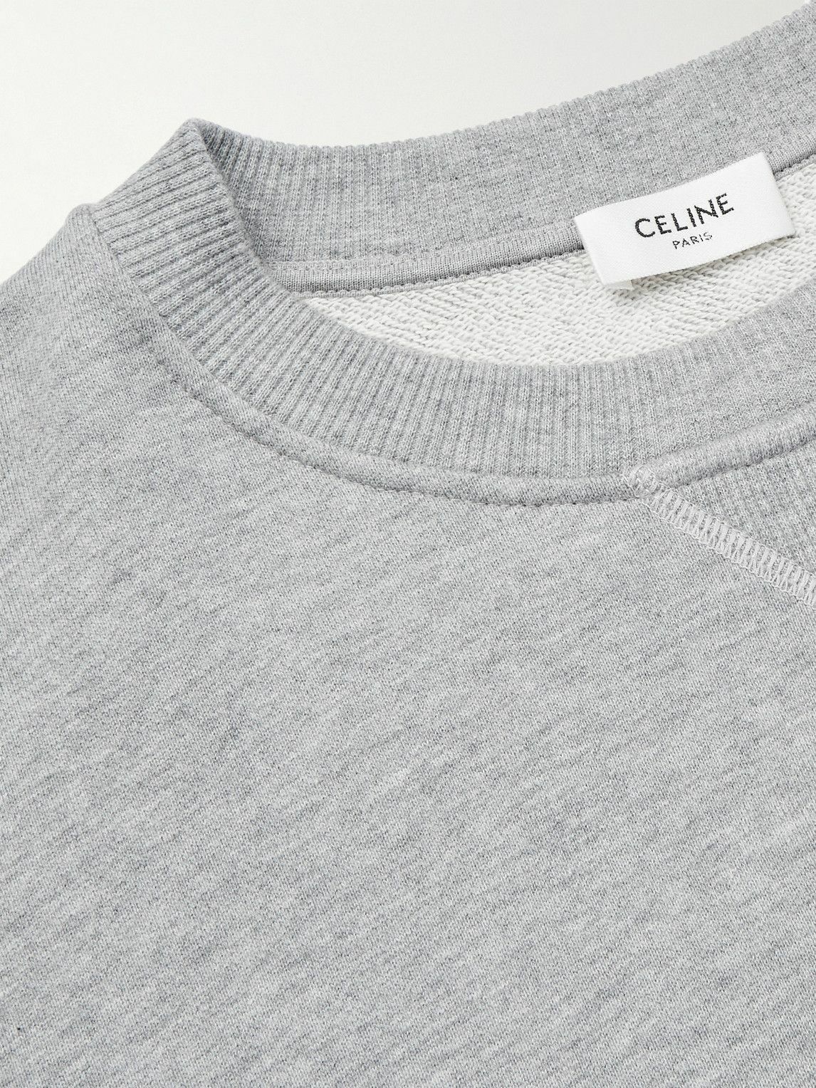 CELINE - Logo-Print Stretch-Cotton Jersey Sweatshirt - Gray