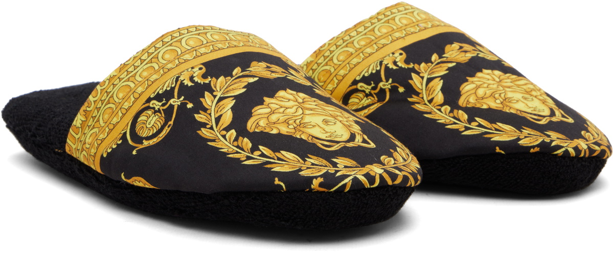 Versace Black 'I Heart Baroque' Slippers