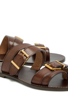 Polo Ralph Lauren Buckle Leather Sandals Dark Brown