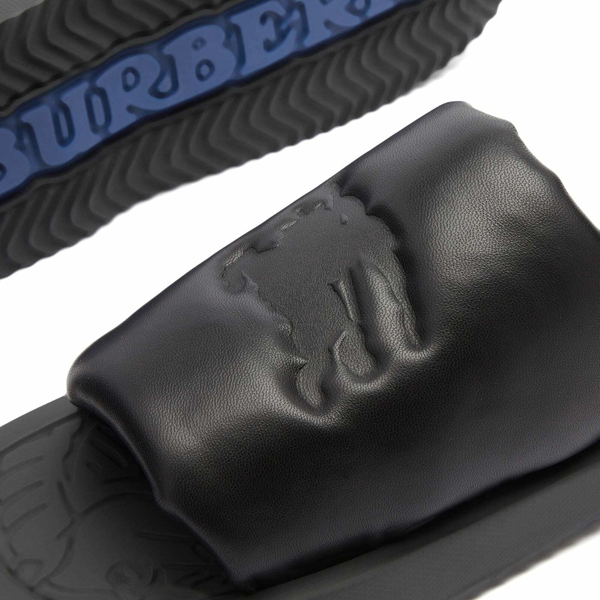 Burberry Men's Quilted Leather Slide Sandals in Black