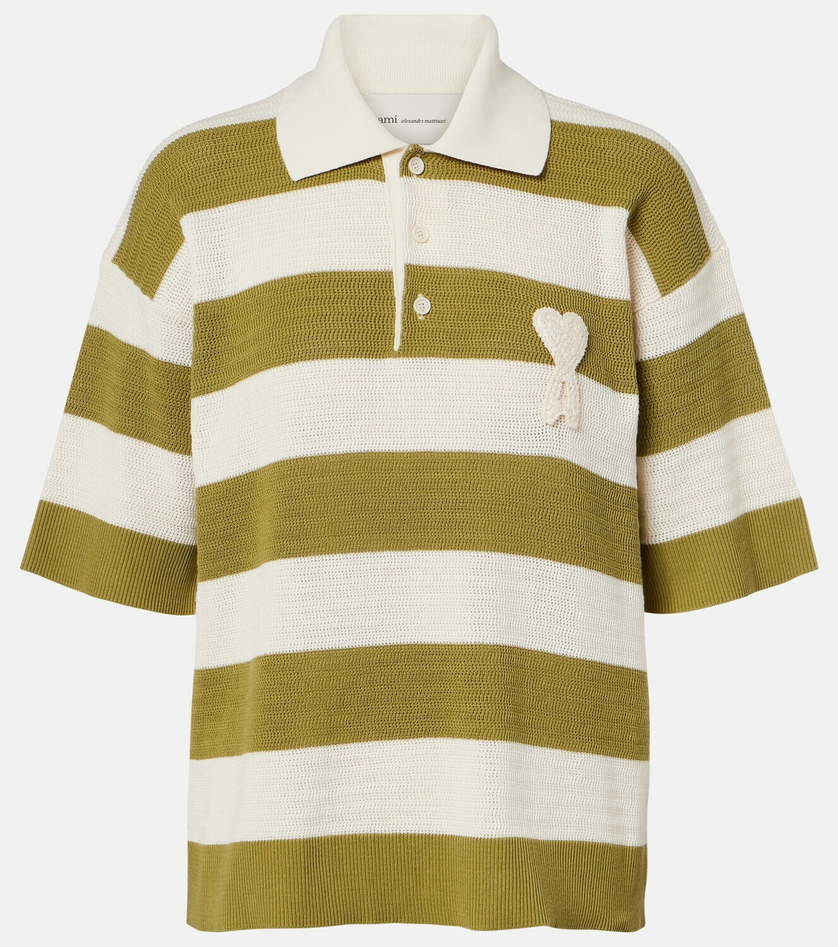 Ami Paris Ami de Cœur striped cotton polo shirt