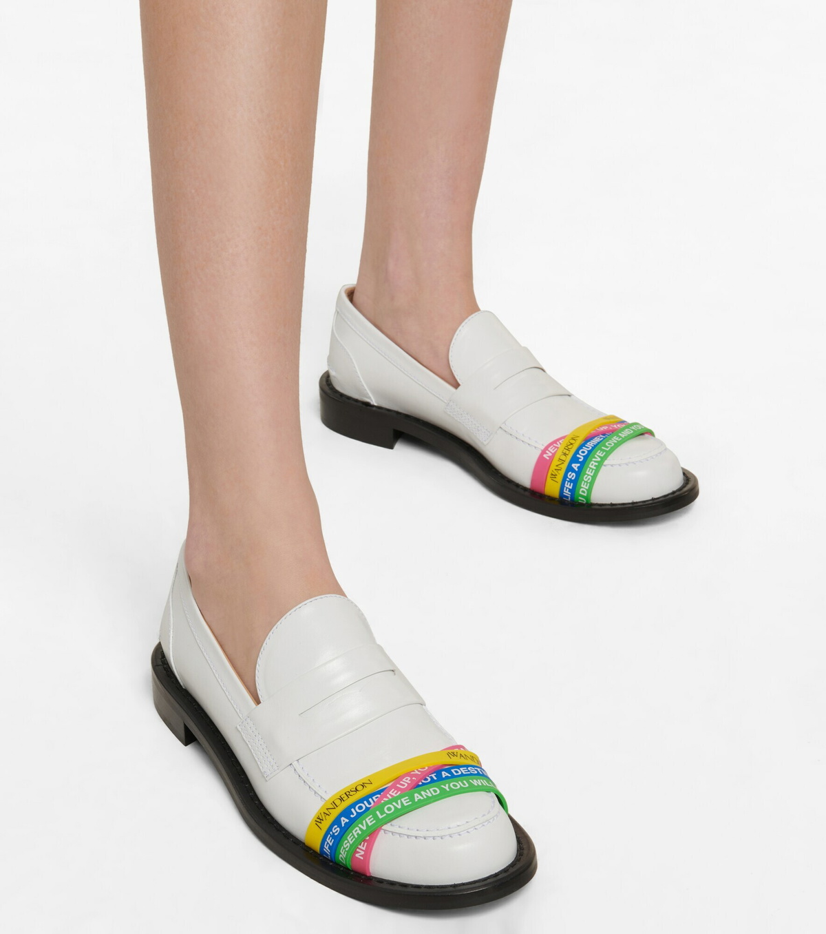 JW Anderson - Elastic-trimmed leather loafers JW Anderson