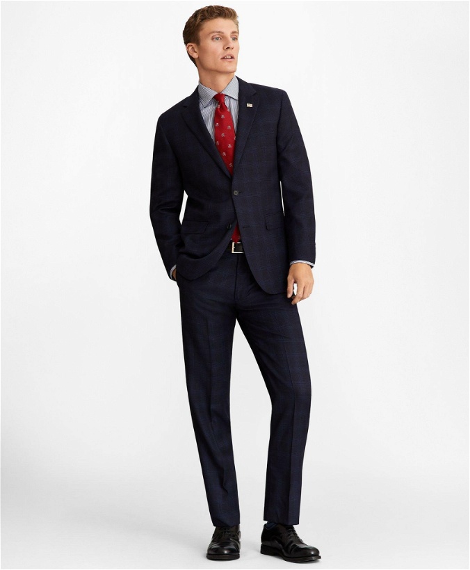 Photo: Brooks Brothers Men's Milano Fit Plaid 1818 Suit | Navy