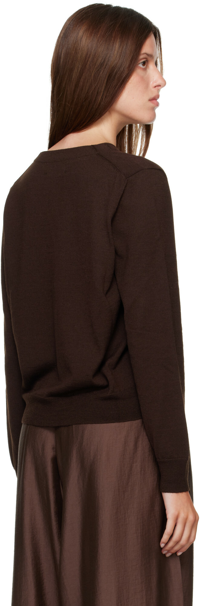 Cordera Brown Merino Wool Button Cardigan