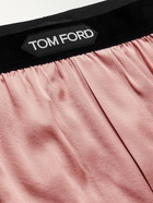 TOM FORD - Velvet-Trimmed Stretch-Silk Satin Boxer Briefs - Pink