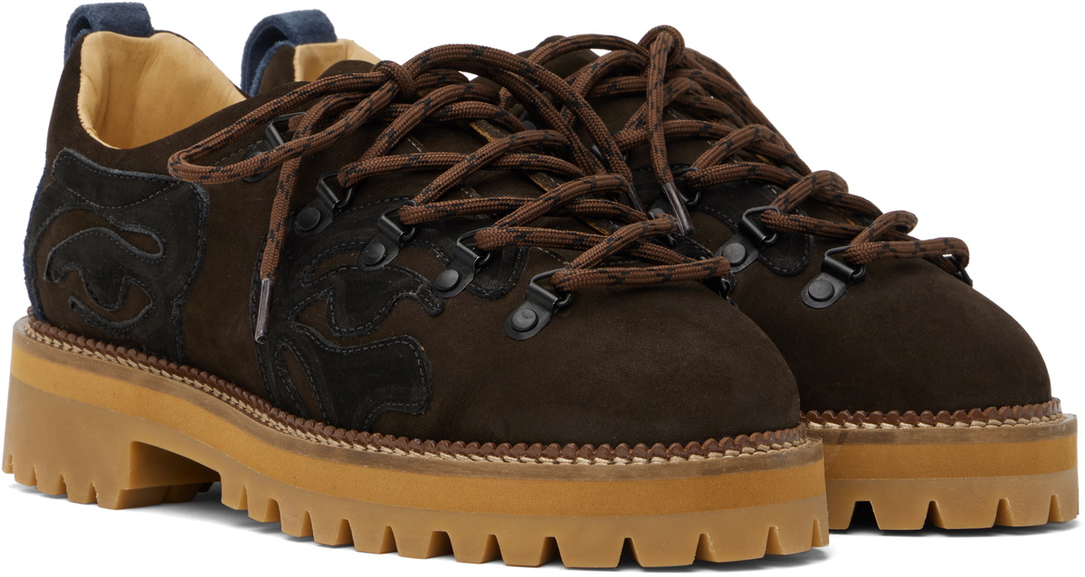 KidSuper Brown Patchwork Eye Low Hiking Boots