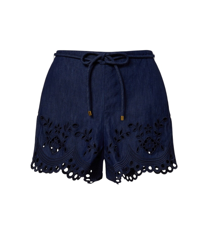 Photo: Zimmermann Mahon broderie anglaise denim shorts