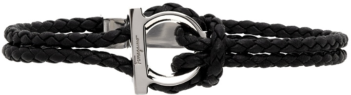 Photo: Salvatore Ferragamo Black Braided Gancini Bracelet