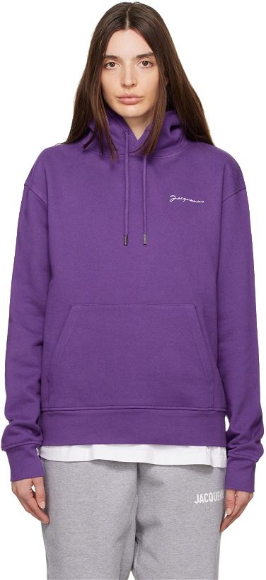 Photo: Jacquemus Purple 'Le Sweatshirt Brodé' Hoodie
