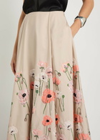 Bernadette Kennedy Floral-embellished Satin-poplin Maxi Skirt Beige