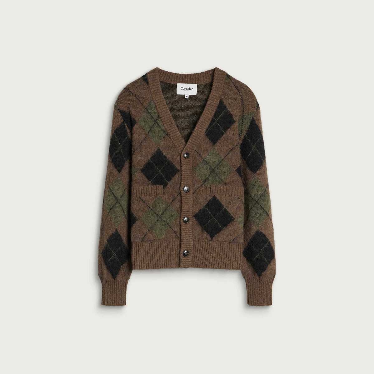 Corridor Men's Argyle Cardigan in Brown
