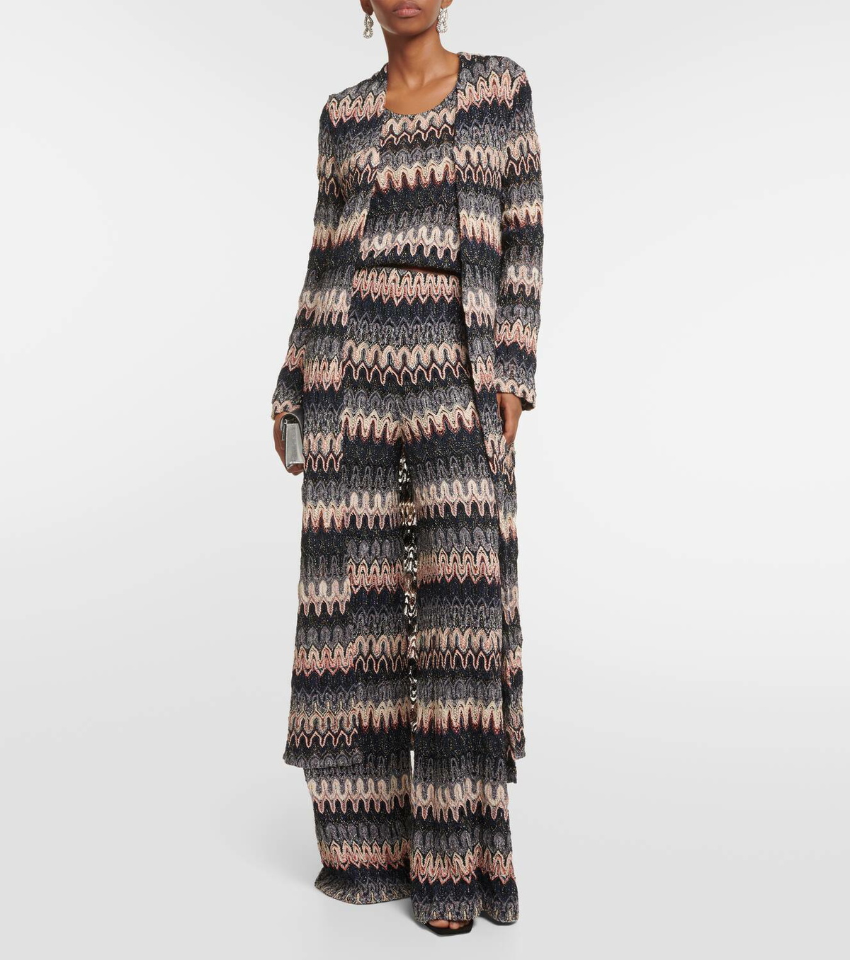 Missoni Zig Zag metallic knit flared pants