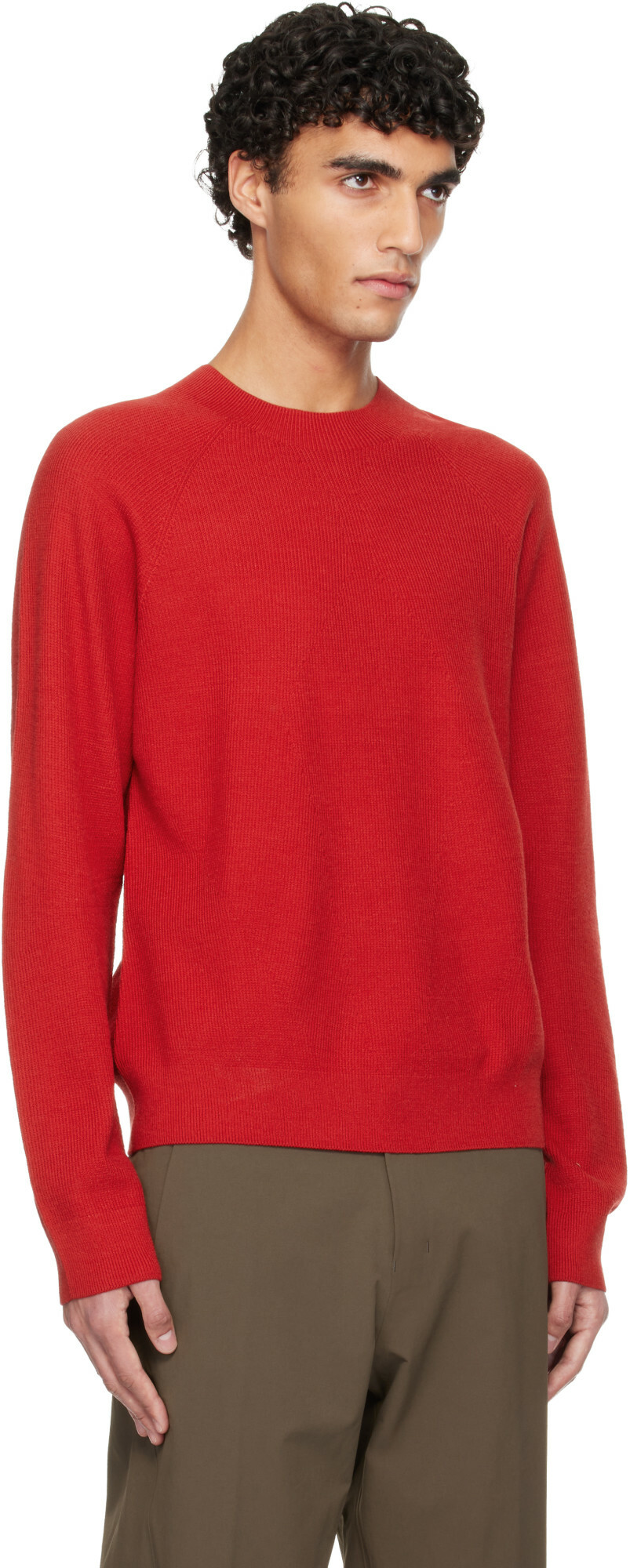 Veilance Red Conic Wool Midlayer Sweater