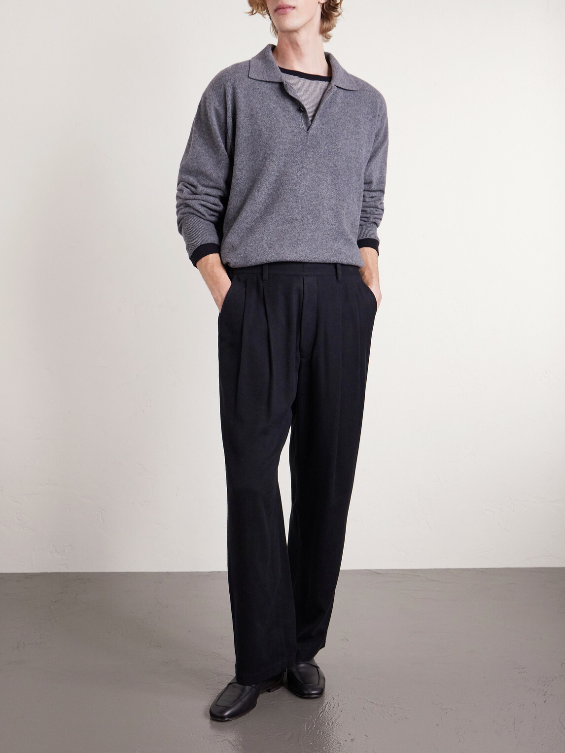 ssstein - Straight-Leg Silk-Blend Flannel Trousers - Black
