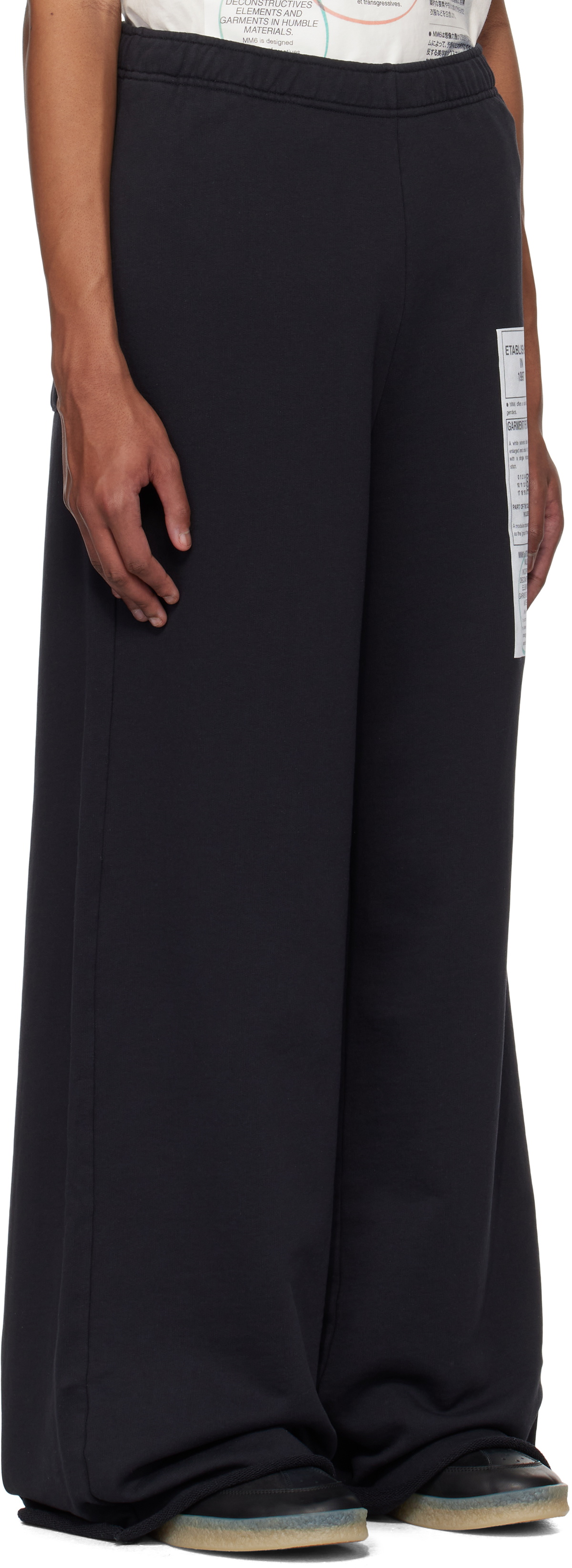 MM6 Maison Margiela Black Newspaper Print Sweatpants