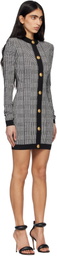 BALMAIN Black & White Long Sleeve Prince Of Wales Minidress