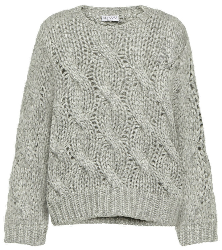 Photo: Brunello Cucinelli Cable-knit mohair-blend sweater