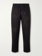 Barena - Straight-Leg Garment-Dyed Houndstooth Wool Trousers - Black