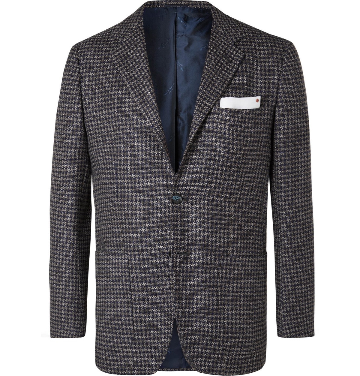 Kiton - Unstructured Houndstooth Wool, Silk and Linen-Blend Blazer ...