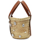 Loewe Beige and Tan Small Raffia Basket Stones Tote
