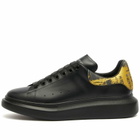Alexander McQueen Men's Snake Heel Tab Oversized Sneakers in Black/Gold