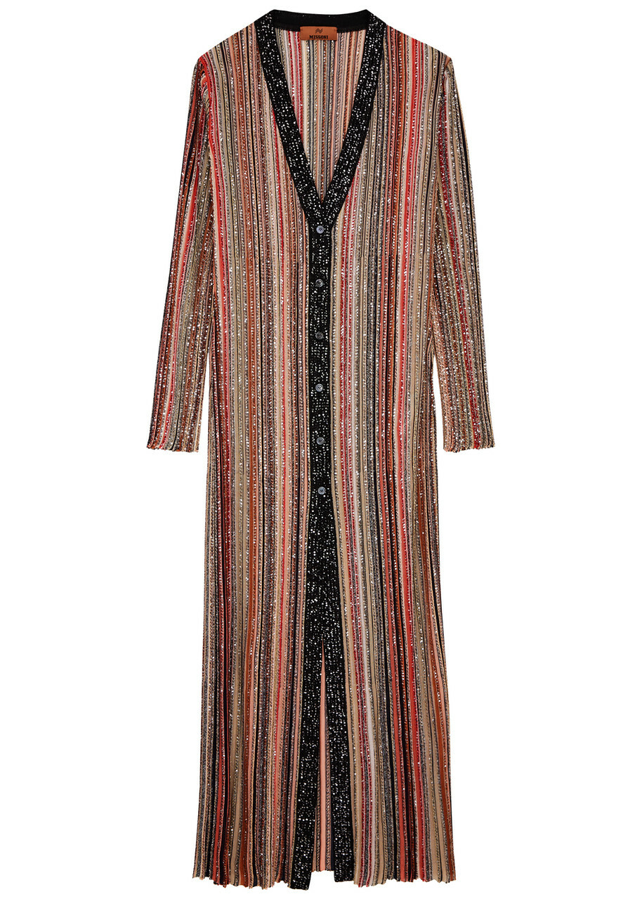 Missoni Striped Sequin-embellished Metallic-knit Cardigan